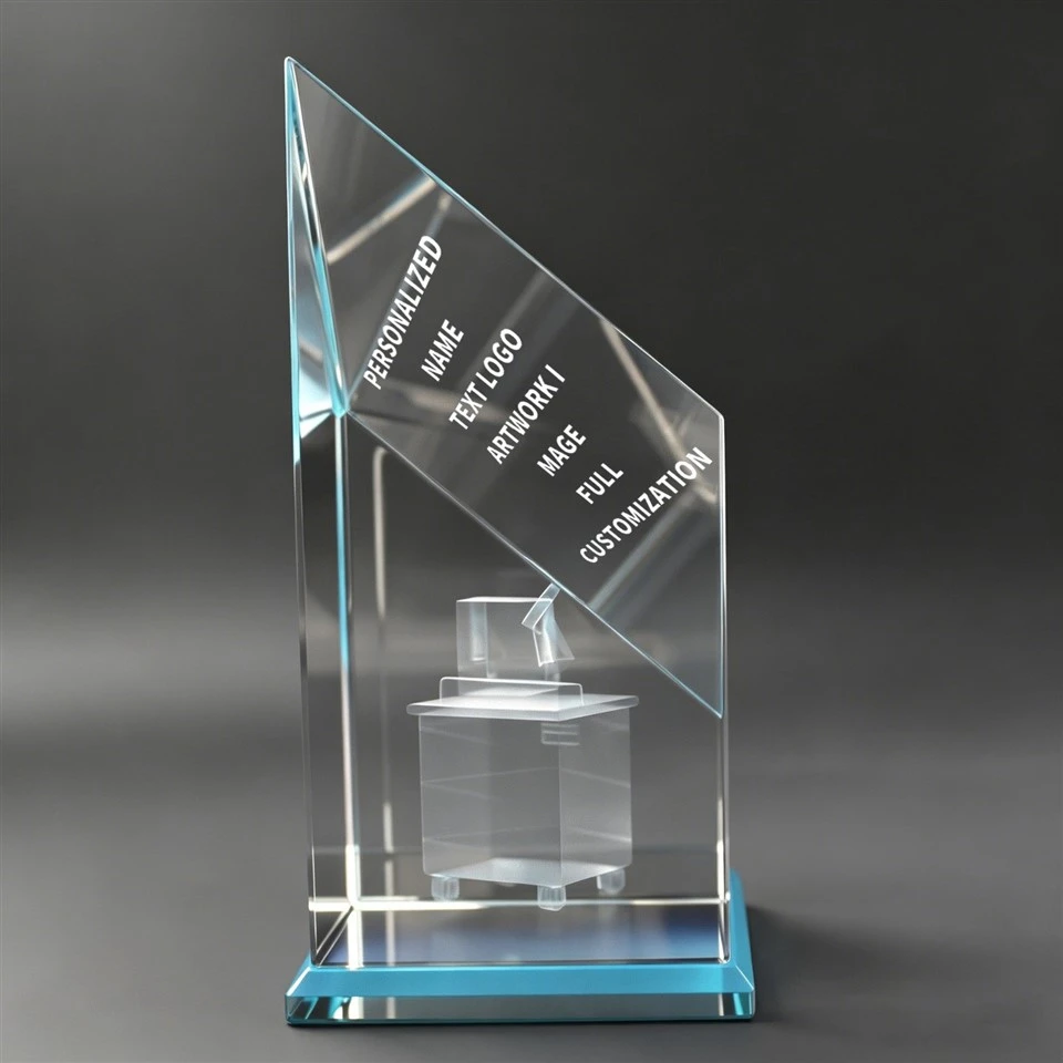 Blue Base Diamond Cut Crystal Trophy suppliers