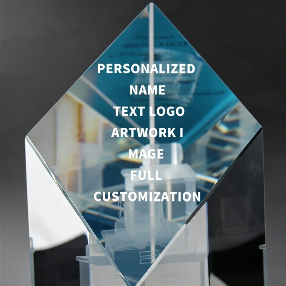 Blue Base Diamond Cut Crystal Trophy price